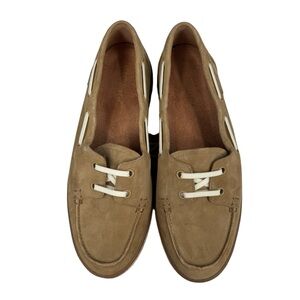 Vionic Women Bay Boat Loafer Suede Leather Shoe Size 8.5M Sand